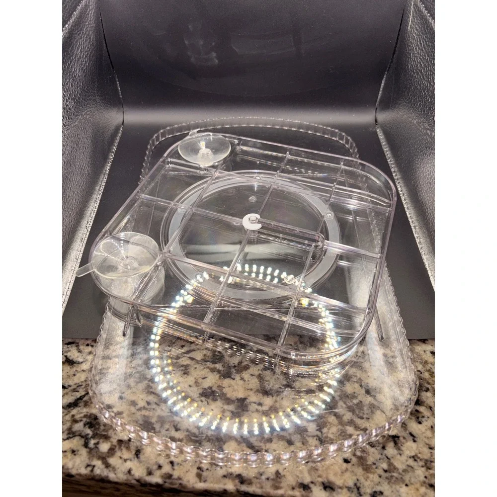 Rectangular Refrigerator Turntable Clear Rotating Lazy Susan Organizer 15.4in